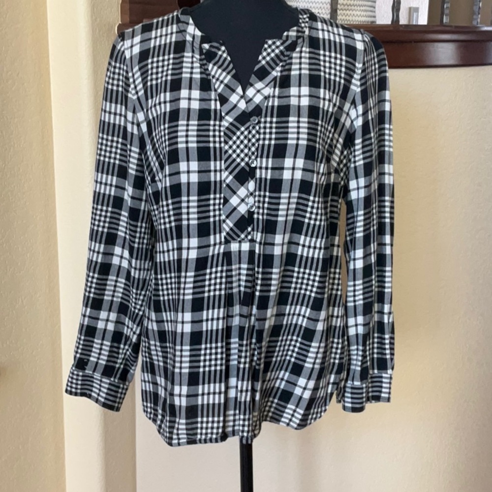 Talbots 100% Cotton Checked Top
